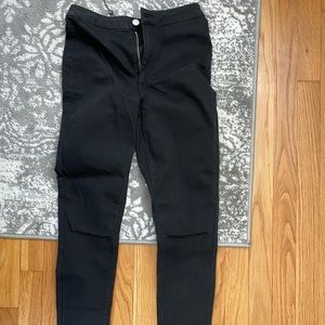 Black Vice High Waisted Slash Knee Skinny Jeans